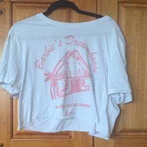 Barbie White Cropped Tee with Pink Dreamhouse Graphic